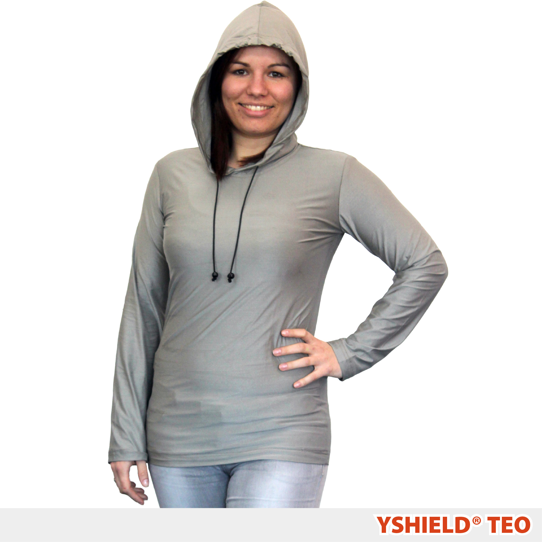 YSHIELD® TEO | Abschirmender Hoodie | Silver-Elastic – Bild 1