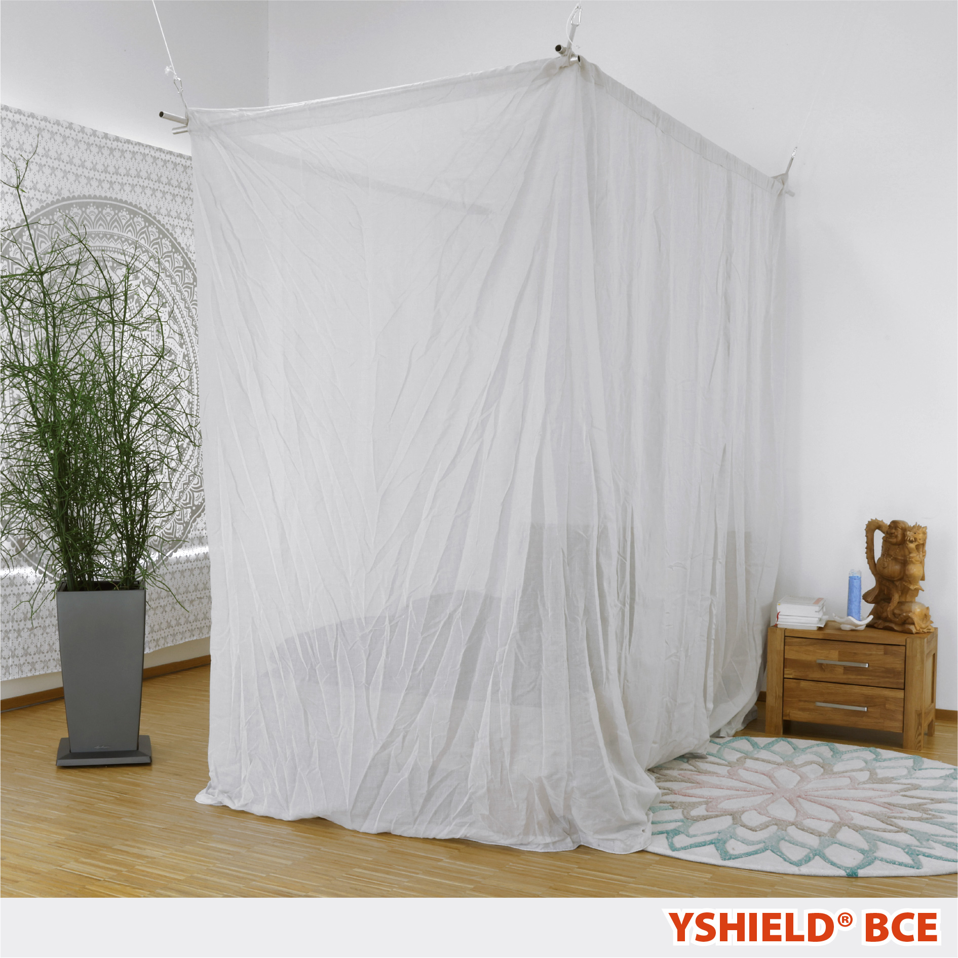 YSHIELD® BCE | Abschirmbaldachin | Einzelbett | SILVER-COTTON – Bild 1