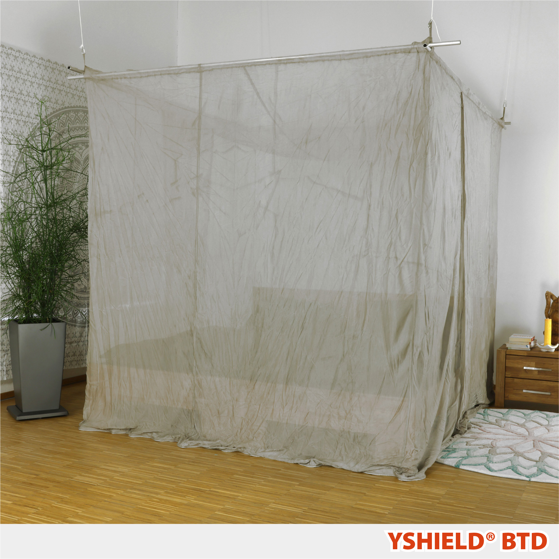YSHIELD® BTD | Abschirmbaldachin | Doppelbett | SILVER-TULLE – Bild 1