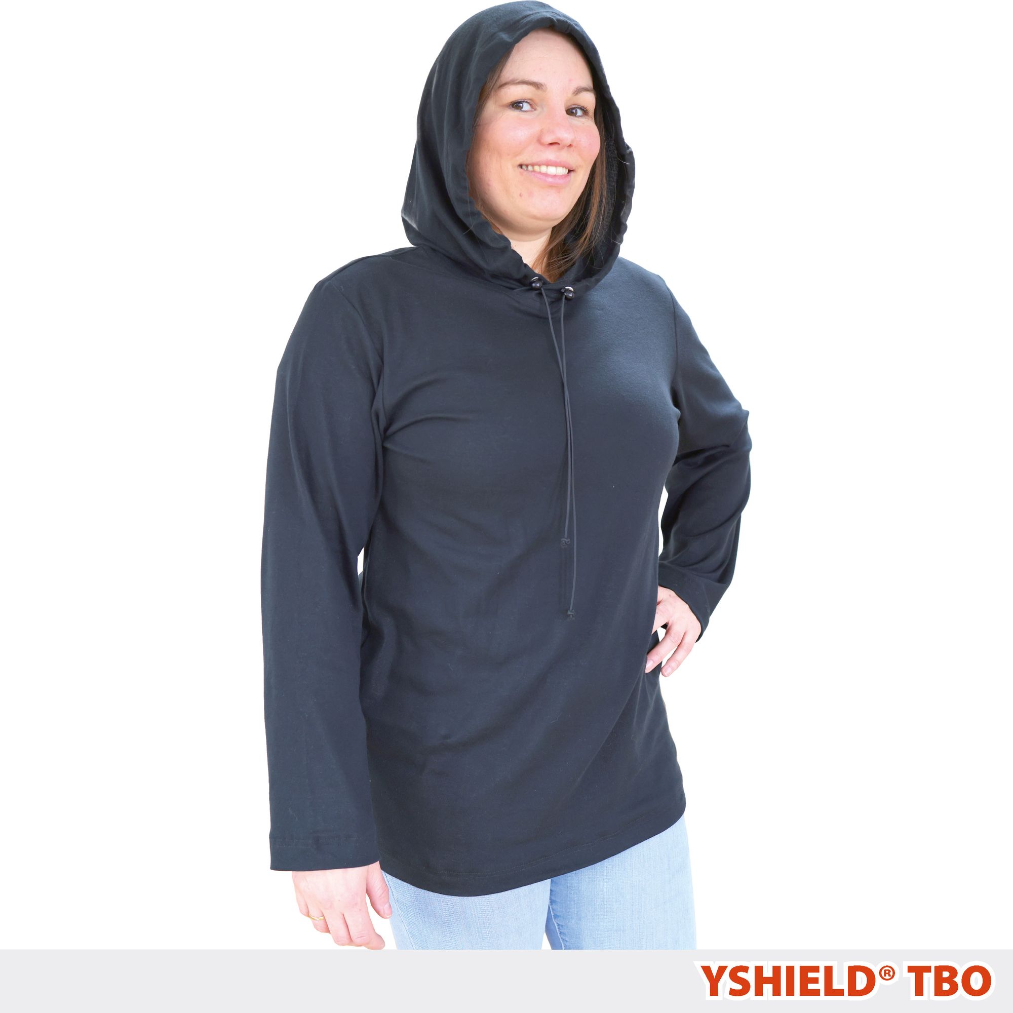 YSHIELD® TBO | Abschirmender Hoodie | Black-Jersey – Bild 1