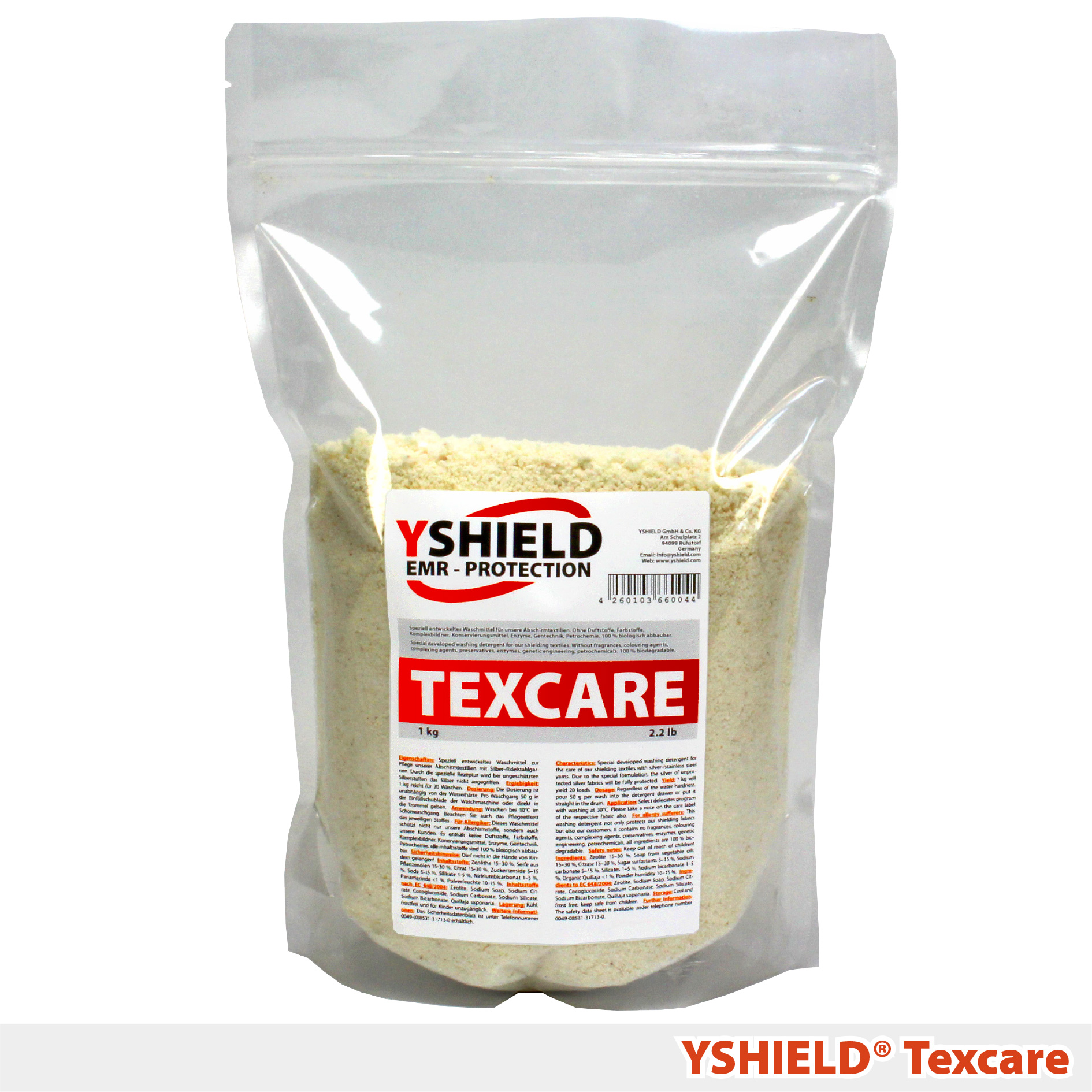 YSHIELD® Pulverwaschmittel TEXCARE für Abschirmstoffe | 1 kg – Bild 1