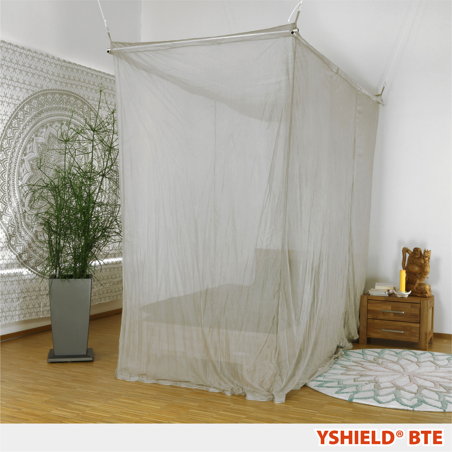 YSHIELD® BTE | Abschirmbaldachin | Einzelbett | SILVER-TULLE – Bild 1