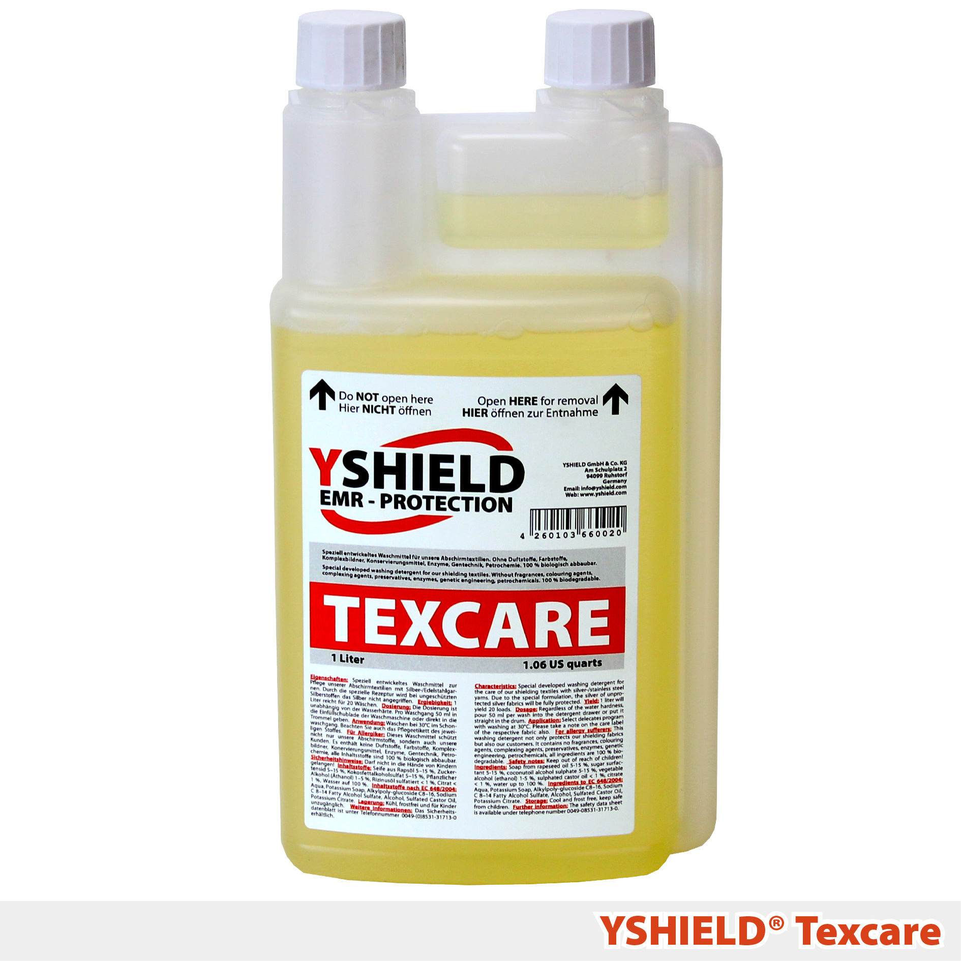 YSHIELD® Flüssigwaschmittel TEXCARE für Abschirmstoffe | 1 Liter – Bild 1